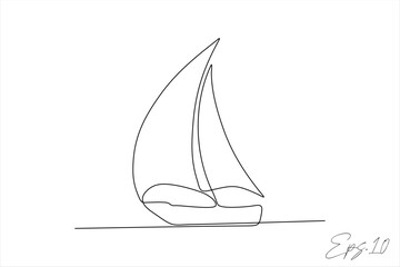 sailing ship continuous line vector illustration