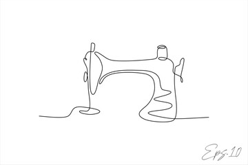 vintage sewing machine continuous line vector illustration