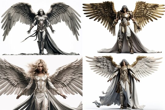 set of archangels isolated on white background.