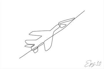 Fototapeta na wymiar fighter plane continuous line vector illustration