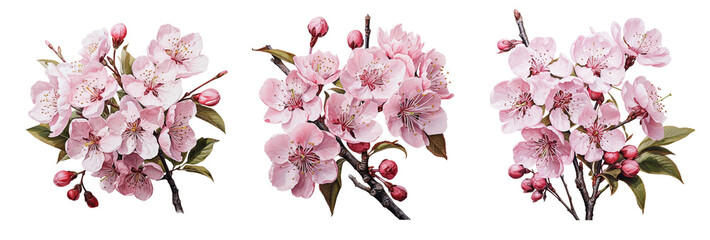 Watercolor pink cherry blossom. Generative Ai