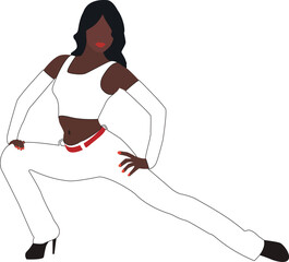 Girl in a sports pose on a white background
