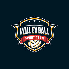 Naklejka premium Volleyball team emblem logo design vector illustration