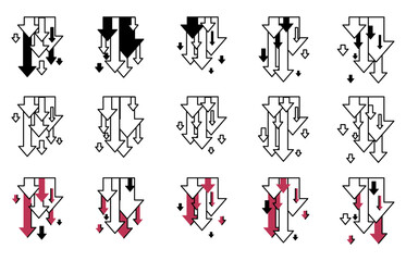 A set of arrows pointing down. A large collection of clipart for designers