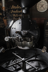 Close up of modern coffee bean roasting machine