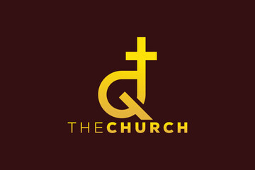 Fototapeta premium Trendy and Professional letter Q church sign Christian and peaceful vector logo