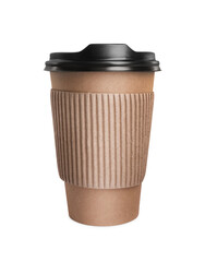 To-go drink. Paper coffee cup isolated on white