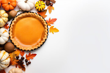 Pie on a white background, space for text, autumn, halloween, generative ai