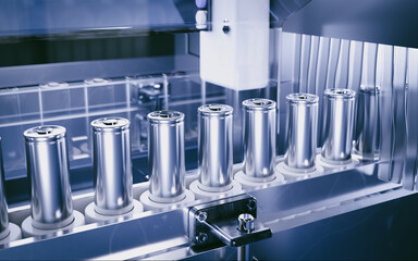 Production line for lithium battery cells for the automotive or e-bike industry.