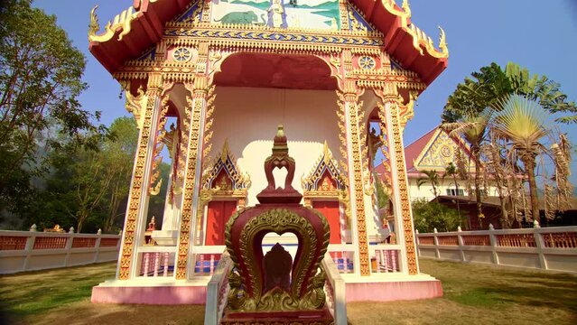 Travel Asia sacred pray tourism. Buddhist asian siam history. Buddist temple on island Koh Chang. Concept traditional history religion asia culture Buddha, buddhism wat architecture building