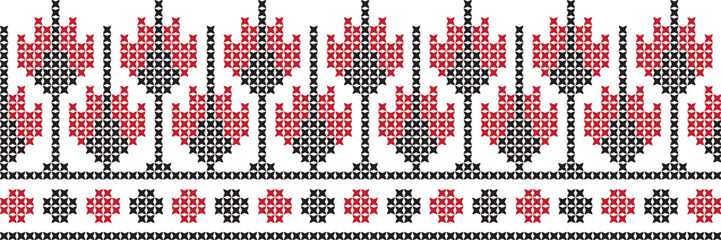 embroidered cross-stitch ornament national pattern Ukrainian Slavic.
