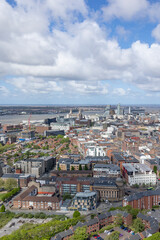 Fototapeta na wymiar Liverpool, united kingdom May, 16, 2023 Aerial view of Liverpool’s suburbs