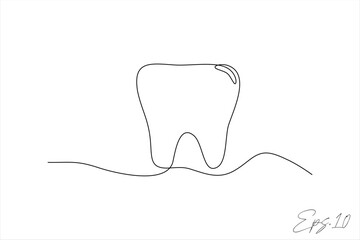 tooth continuous line isolated white background