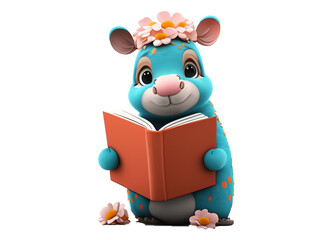Little animal holding book