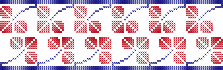 embroidered cross-stitch ornament national pattern Ukrainian Slavic.