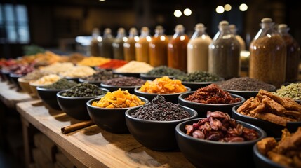 colored spices, gourmet delicacies on the market. Generative AI