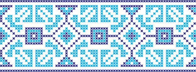 embroidered cross-stitch ornament national pattern Ukrainian Slavic.