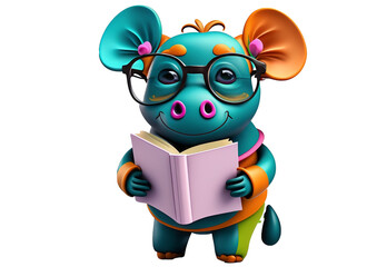 Fototapeta premium Little animal holding book