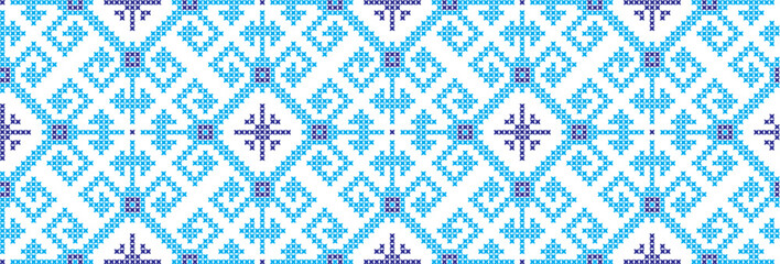 embroidered cross-stitch ornament national pattern Ukrainian Slavic.