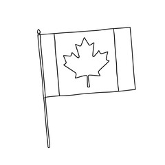 Flag of Canada. Vector, black and white hand drawn flag.