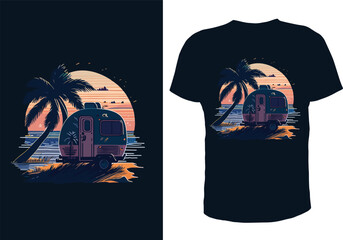 Sunset Beach Shirt, Summer Holiday Shirt, Sunset Car Shirt, Vacation Shirt, Summer Season Shirt, Retro Shirt, Palm Tree Shirts