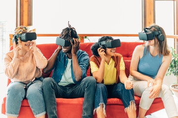 people having fun using virtual reality visors