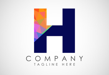 Creative English H alphabet low poly style