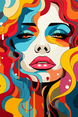 Fototapeta na wymiar Woman in vibrating colors illustration