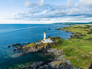 Fototapeta na wymiar Turnberry Lighthouse, Turnberry Point Lighthouse, Trump Turnberry Golf Resort, South Ayrshire Coast, Scotland, UK