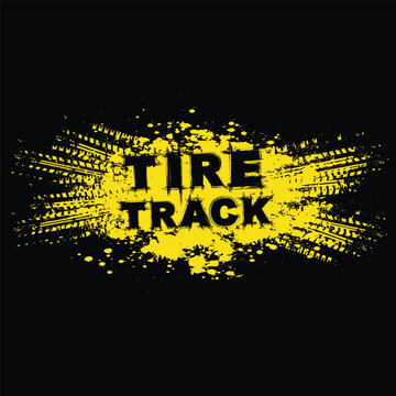 Dirty yellow tire tracks perspective