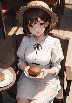 ハンバーガーと少女