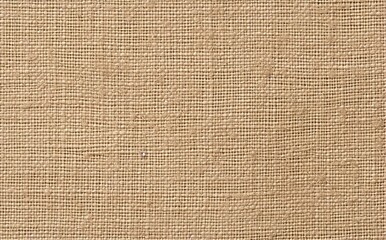 Jute hessian sackcloth canvas woven texture pattern background in light beige cream brown color blank empty 