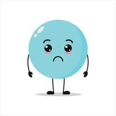 Cute sad bubble character. Funny unhappy foam cartoon emoticon in flat style. bubble emoji vector illustration