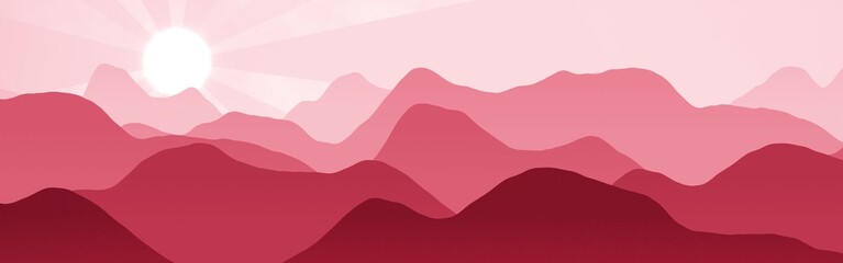 creative red wide of hills ridges in mist digitally made texture or background illustration