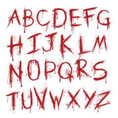 Blood splash lines English letters alphabet