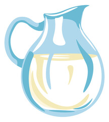 Glass jar of milk, jug with dairy product vector