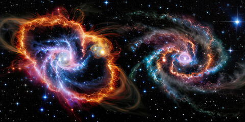 Abstract Concept Background Stunning Supernova With Assortment Colorful Splash Explosion In The Galaxy Dark Sky