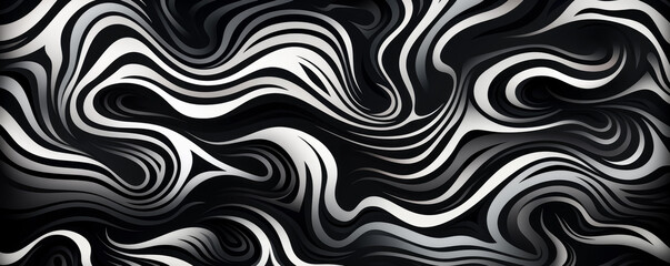 Black and white pattern of wavy shapes, in the style of free brushwork, abstract minimalism appreciator, brush strokes. 