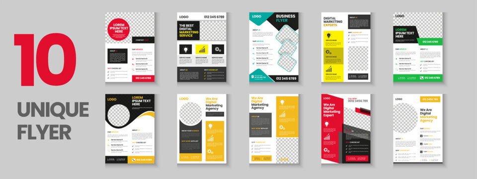 Colorful Corporate And Business Flyer Collection, Corporate Poster, Flyer Bundle, Mega Set Brochure, Annual Report, Proposal, Leaflet, Company Profile, Marketing Poster And A4 Layout With Mockup