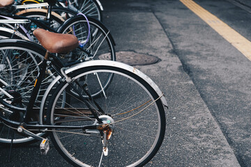 Fototapeta premium Bicycle parking lot outdoor variety classic bike