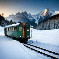 Fototapeta na wymiar train in the snow