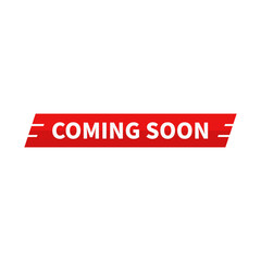 Obraz premium Coming Soon In Red Duo Tone Parallelogram Shape With White Line For Announcement 