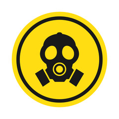 Toxic Gas Mask Yellow Symbol Isolated Vector Illustration