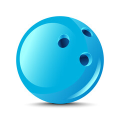 Blue Glossy Bowling Ball Isolated Vector Illustration