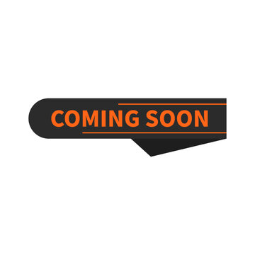 Coming Soon In Black Orange Rectangle Rounded Ribbon Shape For Announcement
