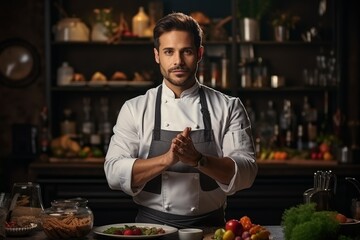 Handsome master chef thinking. Generate Ai