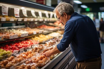 grocery shopping in a supermarket aisle, generative ai
