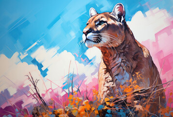 Technicolor Lion Queen: AI-created powerful lioness adorned with array of artistic colors, set against a mesmerizing and technicolor backdrop. Perfect for fashion editorials social media posts.