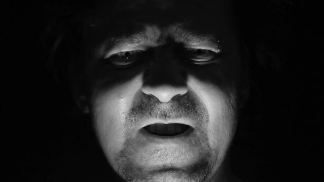 Man portrait with scary face Halloween emotions angry person