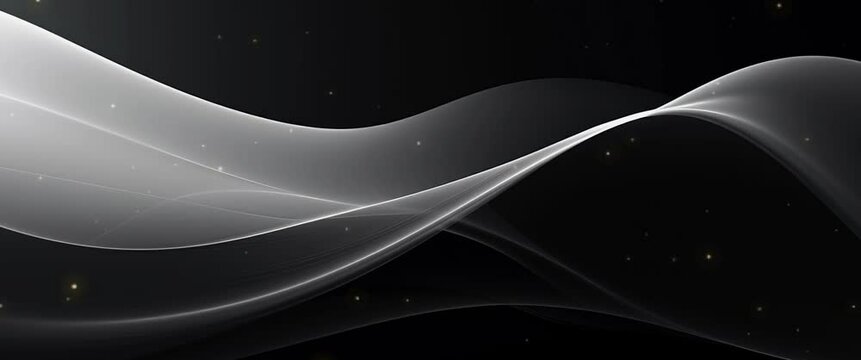 Anamorphic video elegant black and white abstract wave motion background